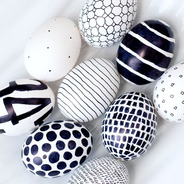 Black and white Easter Eggs– Easter Basket and Eggs Ideas for Decorations in Many Colors