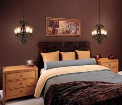 لوستر سیاه و نور دیوار برای اتاق خواب